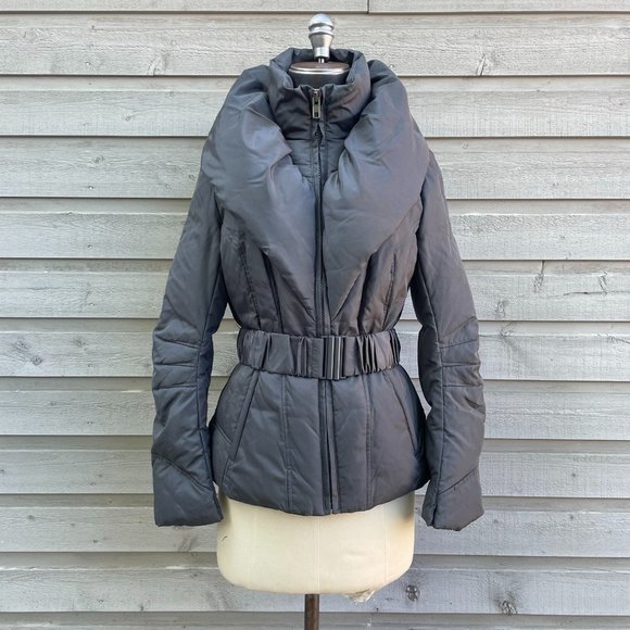 Women's Gray Down-filled Puffer Jacket - Picture 1 of 7